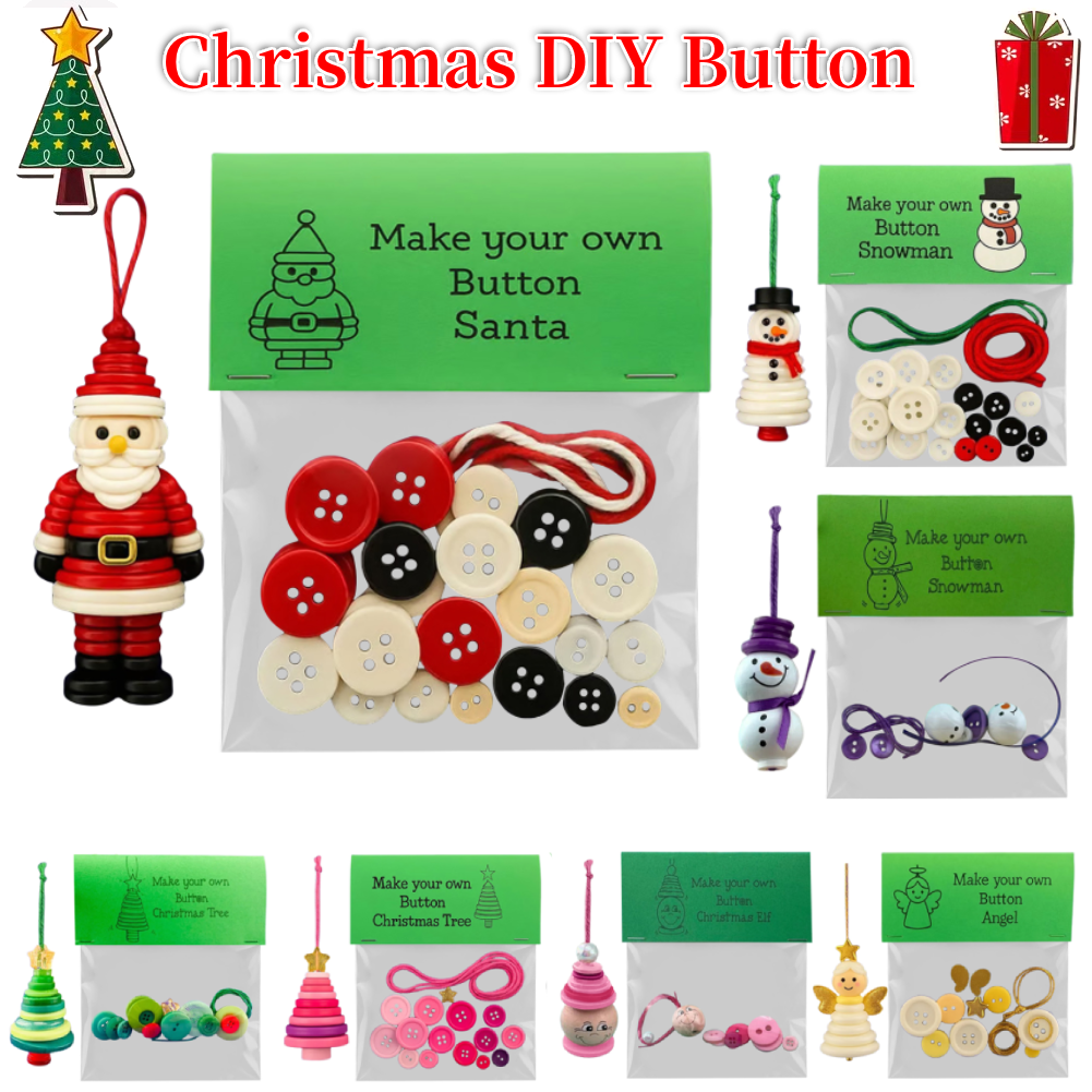 Christmas Stocking Hanging - DIY Button Snowman Ornament Kit Reusable