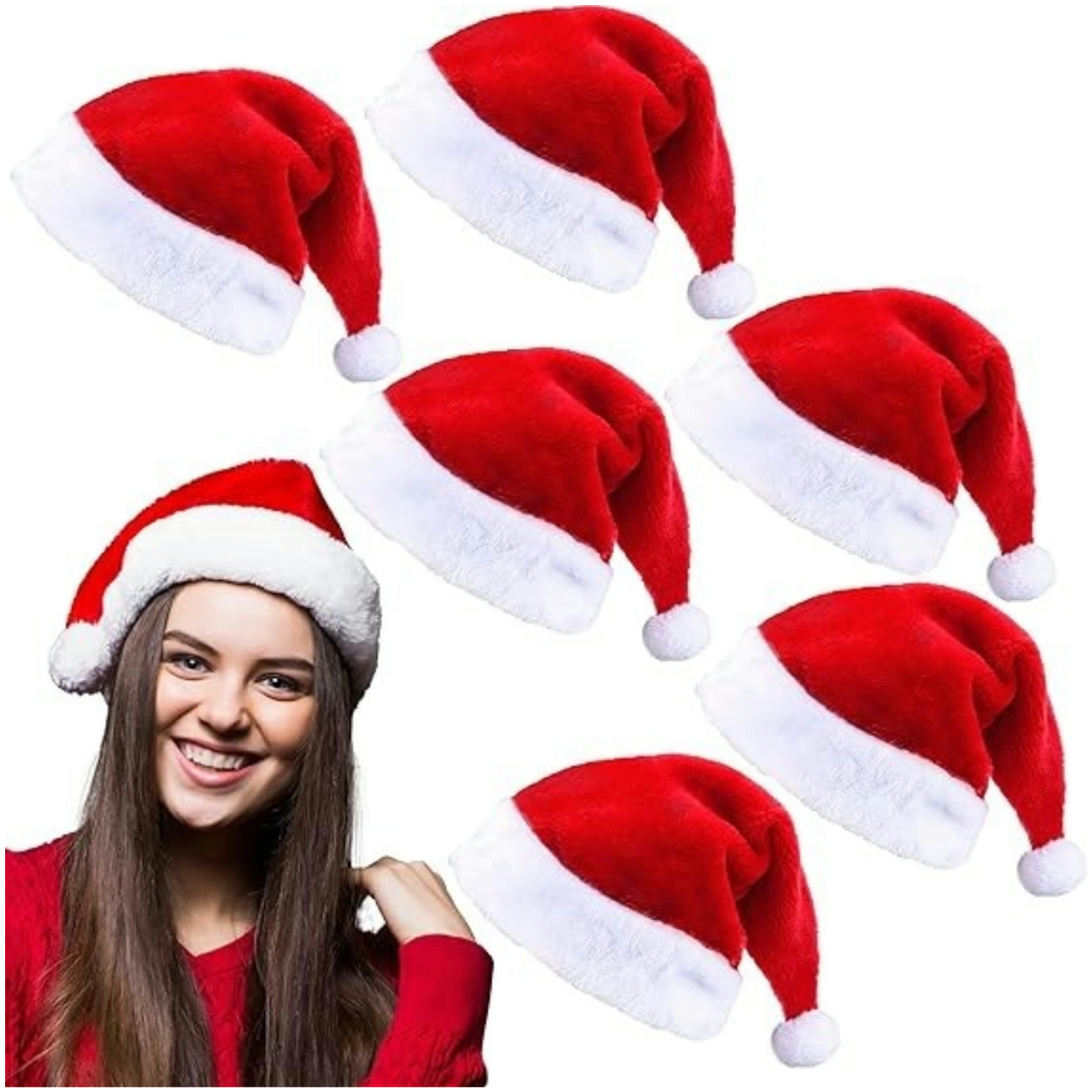 Fluffy Red Santa Hats Set with - Santa Hat Plush incelemesi ve fiyatı