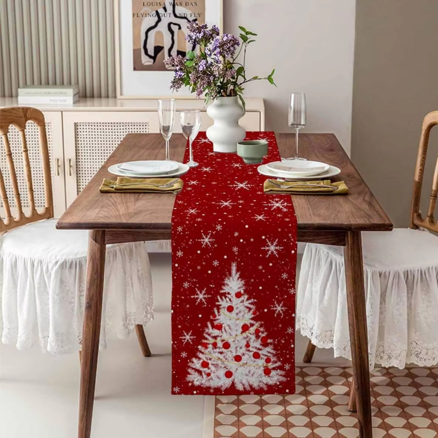 Red Table Runner Christmas Tre - Christmas Table Runner incelemesi ve fiyatı
