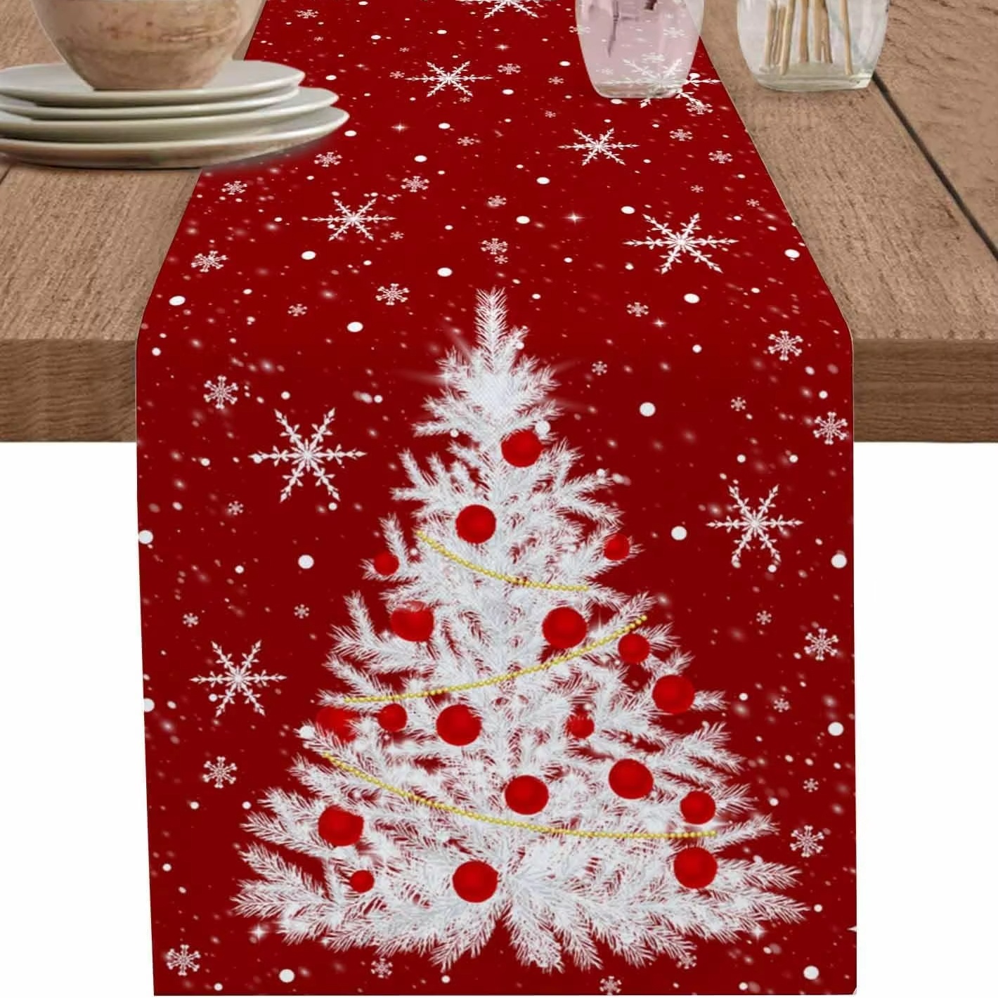 Red Table Runner Christmas Tre - Christmas Table Runner incelemesi ve fiyatı