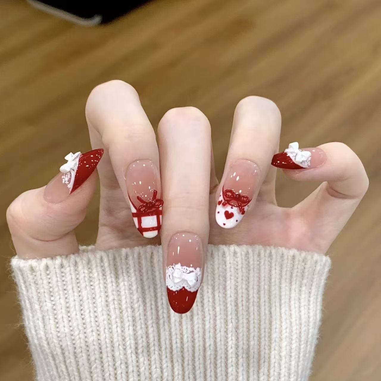 10pcs Handmade Press on Nails  - Christmas Throw Blanket incelemesi ve fiyatı